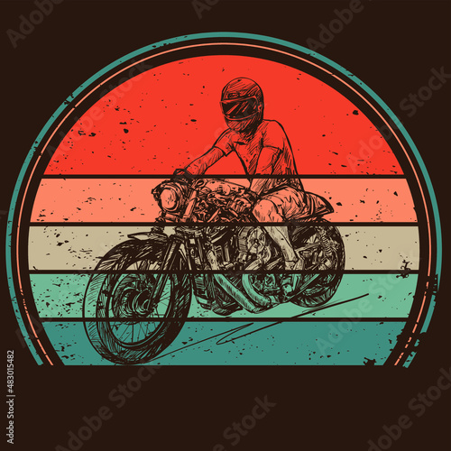 vintage motorcycle design motorcycle skull vector motorbike poster skull retro and grunge custom scooter piston plug of bike Template for poster, banner, print for t-shirt,pin,logo, clip art,sticker