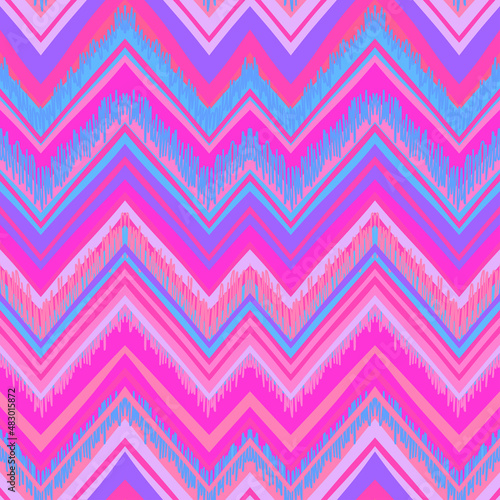 Ethnic zigzag pattern in retro colors, aztec style seamless vector background