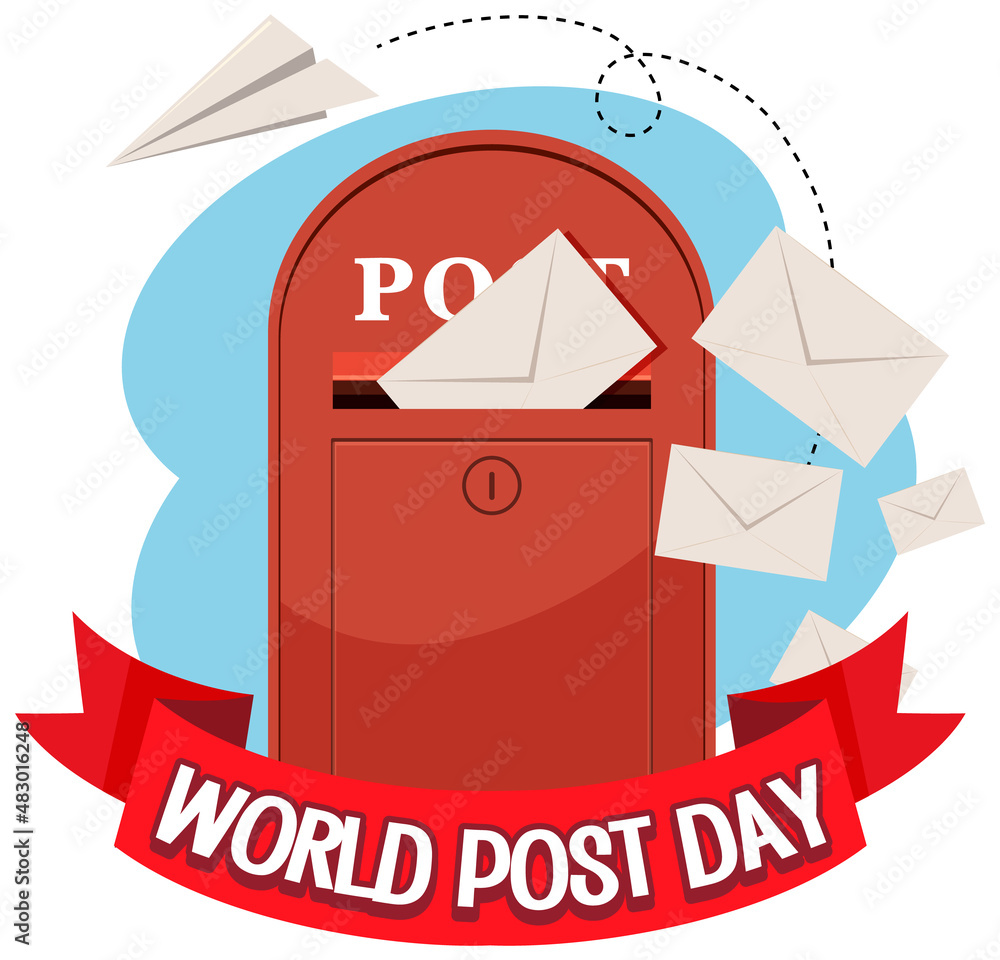 World Post Day banner with a postbox and envelope World Post Day banner with a postbox and envelope