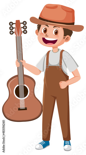 A male musician cartoon character on white background