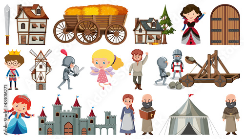 Set of fantasy cartoon characters