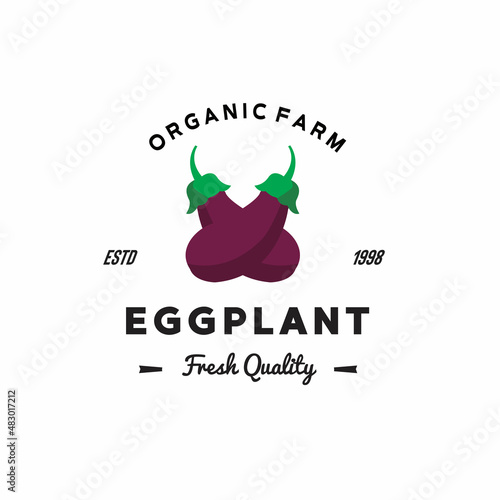 ILLUSTRATION VECTOR GRAPHIC OF PURPLE FRESH EGGPLANT GOOD FOR EGGPLANT VINTAGE LOGO BEST QUALITY ORGANIC FARM RETAIL GROCERIES