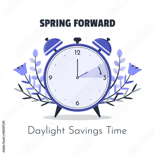 Flat Spring Forward With Clock Concept Illustration