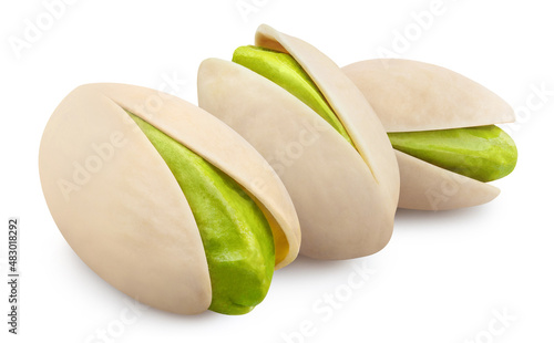 Wallpaper Mural Three pistachios, isolated on white background Torontodigital.ca