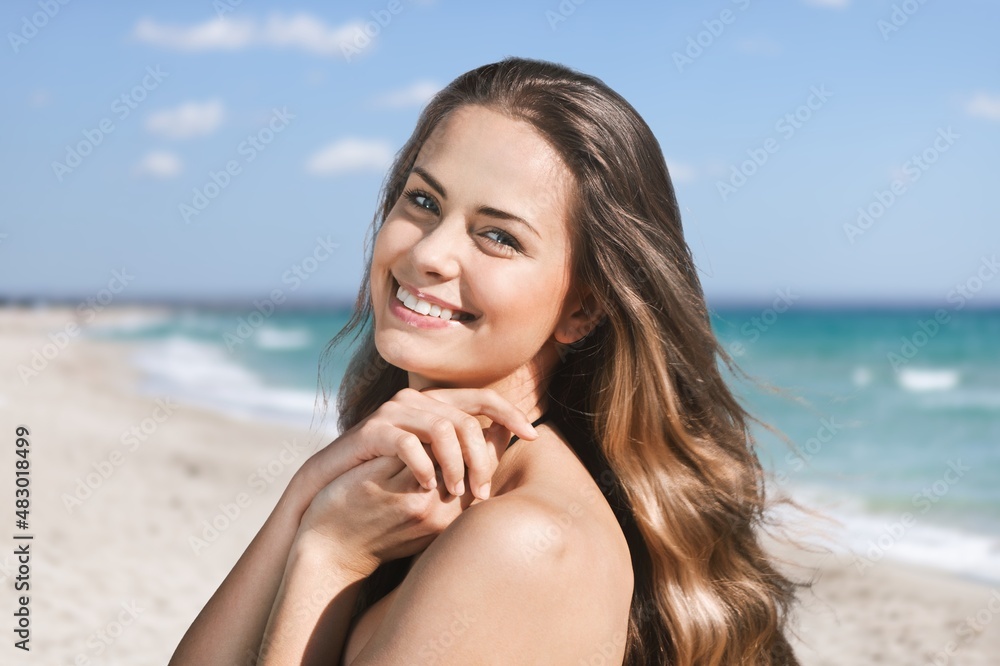 Happy woman with a beautiful face with clean fresh smooth skin. Happy woman with a beautiful face with clean fresh smooth skin.