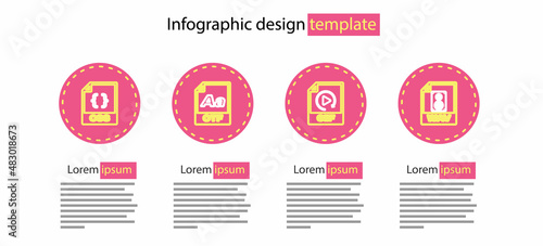Set line GIF file document, WAV, OTF and CSS icon. Vector