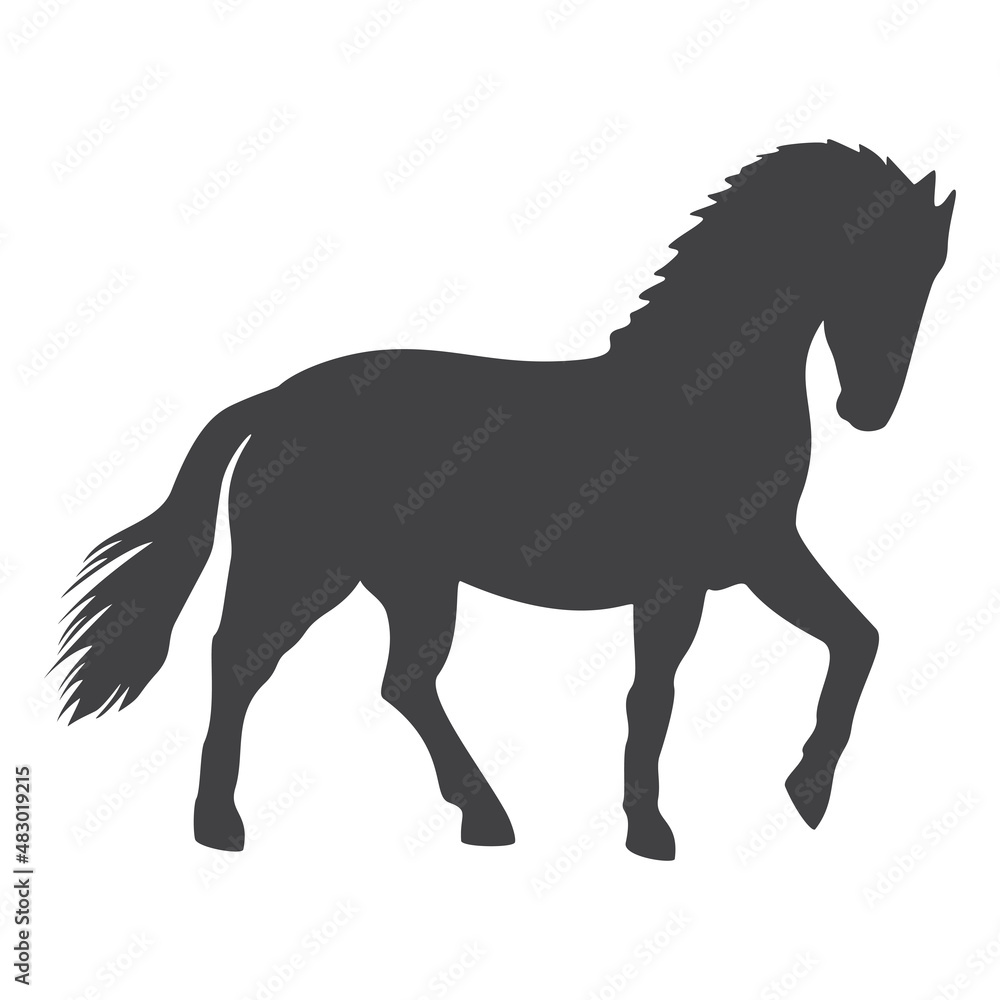 Fototapeta premium Horse silhouette, icon. Vector illustration on a white background.