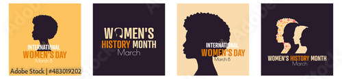 Women's History Month, International Women's Day set.