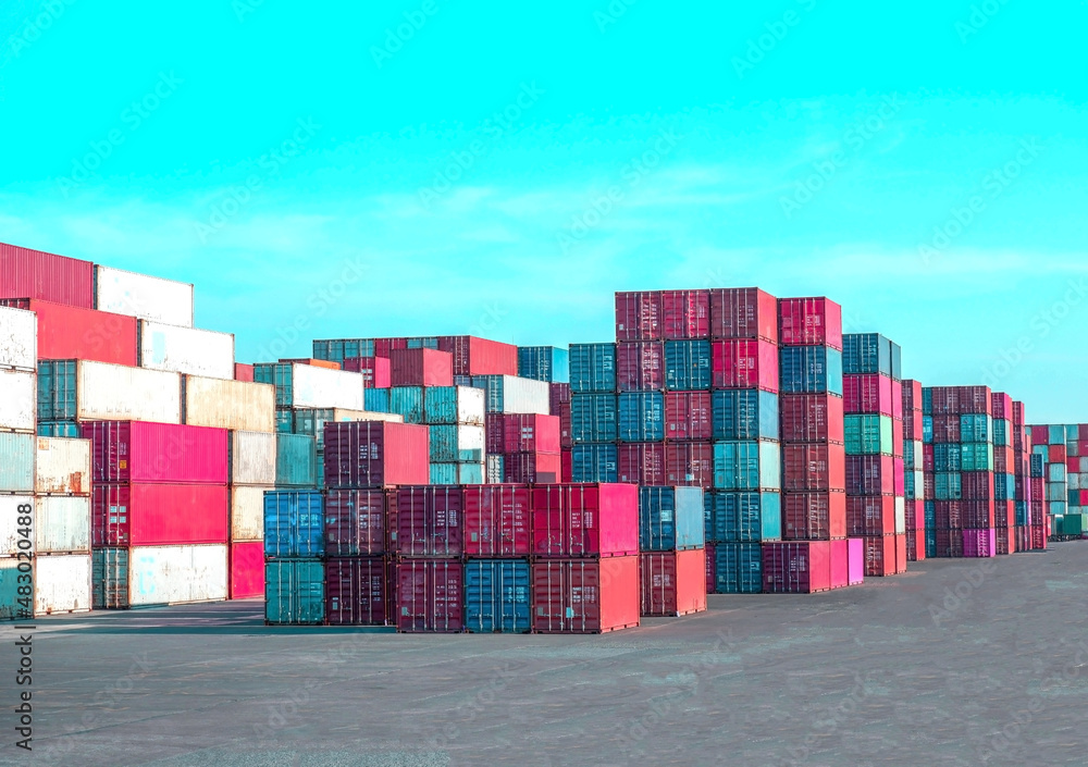 View of containers and loads, industry and transportation perspectives. trade and investment