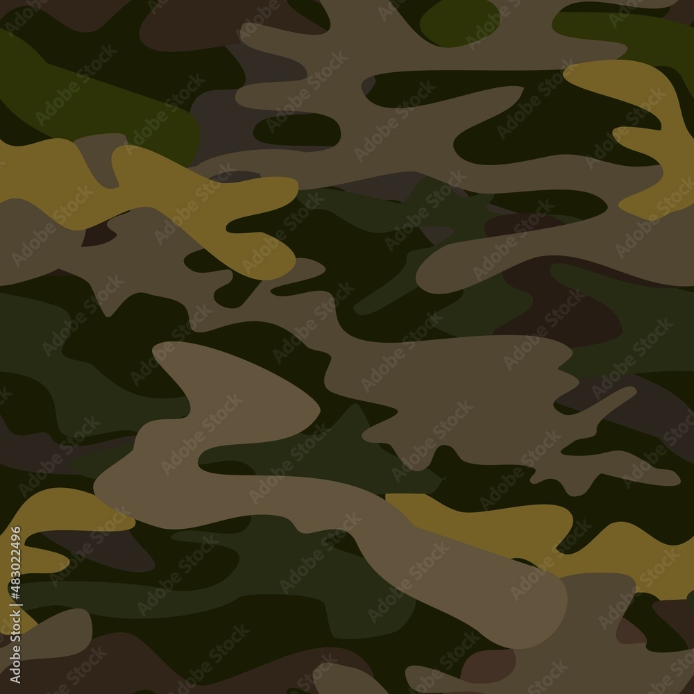 Fototapeta premium Military Army Black Brown Cream and Green Color Camouflage Seamless Pattern