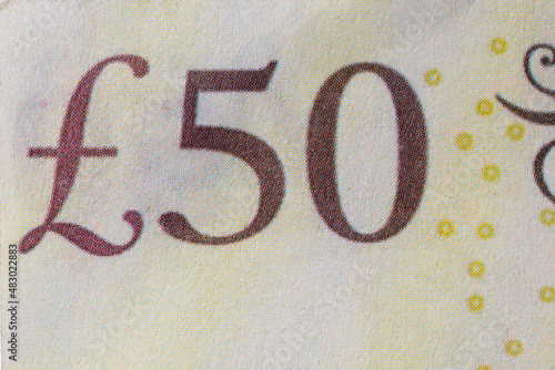 fifty pounds sterling. separate elements of banknotes photo