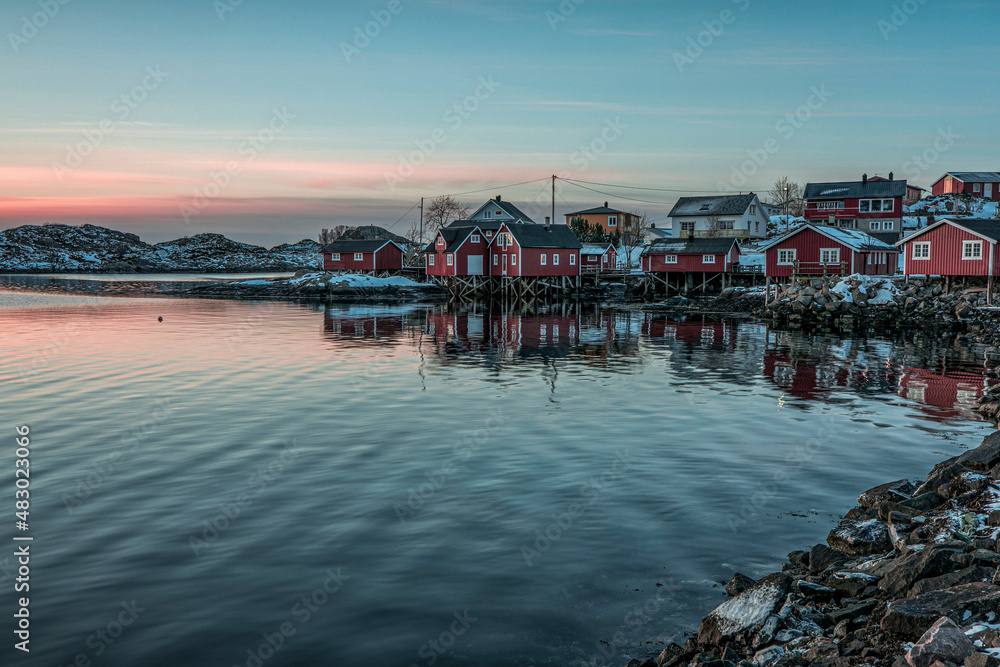 Sunrise over the Norwegian village