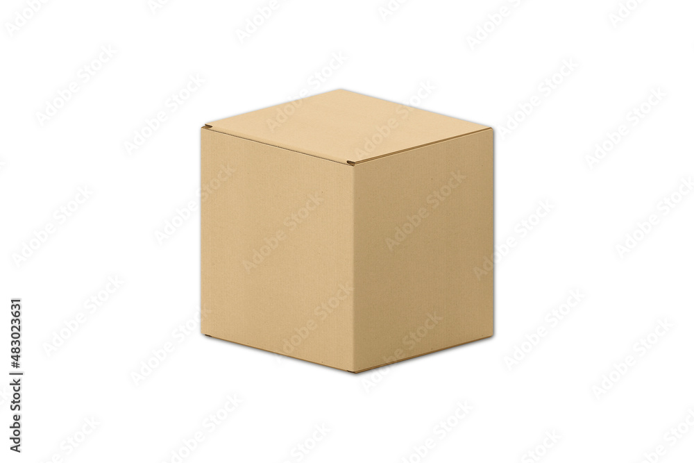 Brown cardboard box mockup template isolated on white background. delivery box packaging. 3d rendering. Brown cardboard box mockup template isolated on white background. delivery box packaging. 3d rendering.