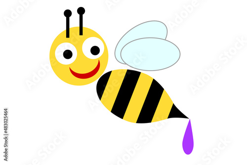 The bee's butt stinger emits venom. Vectors.