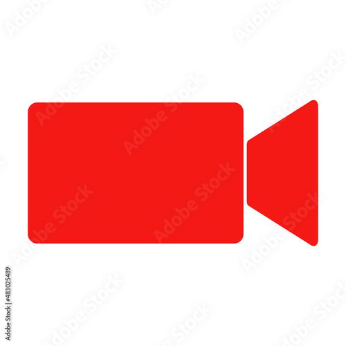 Red video camera icon. Vector.