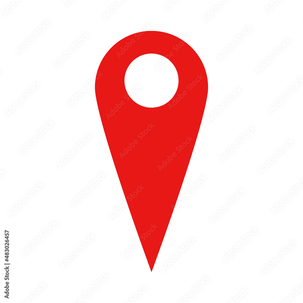 Pin icon on red map. Vector. Pin icon on red map. Vector.