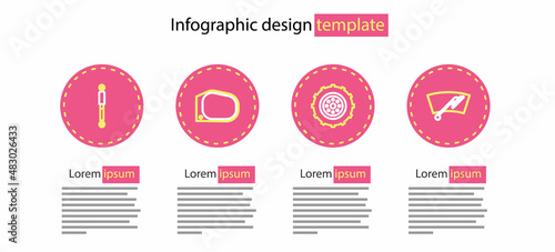 Set line Car wheel, Windscreen wiper, mirror and Shock absorber icon. Vector