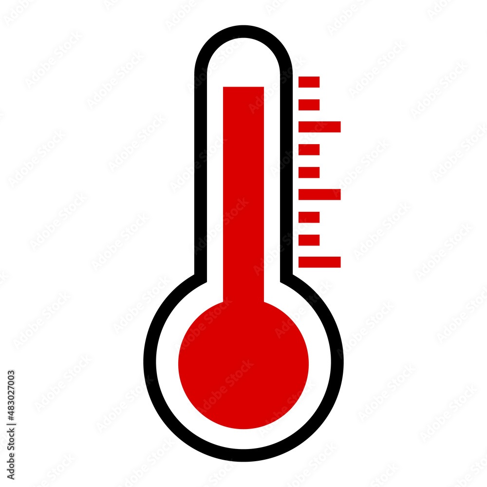 Thermometer icon with high temperature. Vector. Thermometer icon with high temperature. Vector.