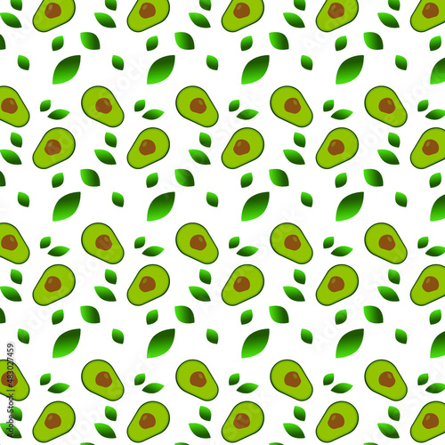 seamless pattern with avocado on white background 