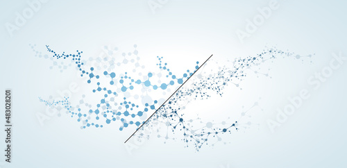 connection concept of fluorescence molecules and DNA is used in medicine and business.