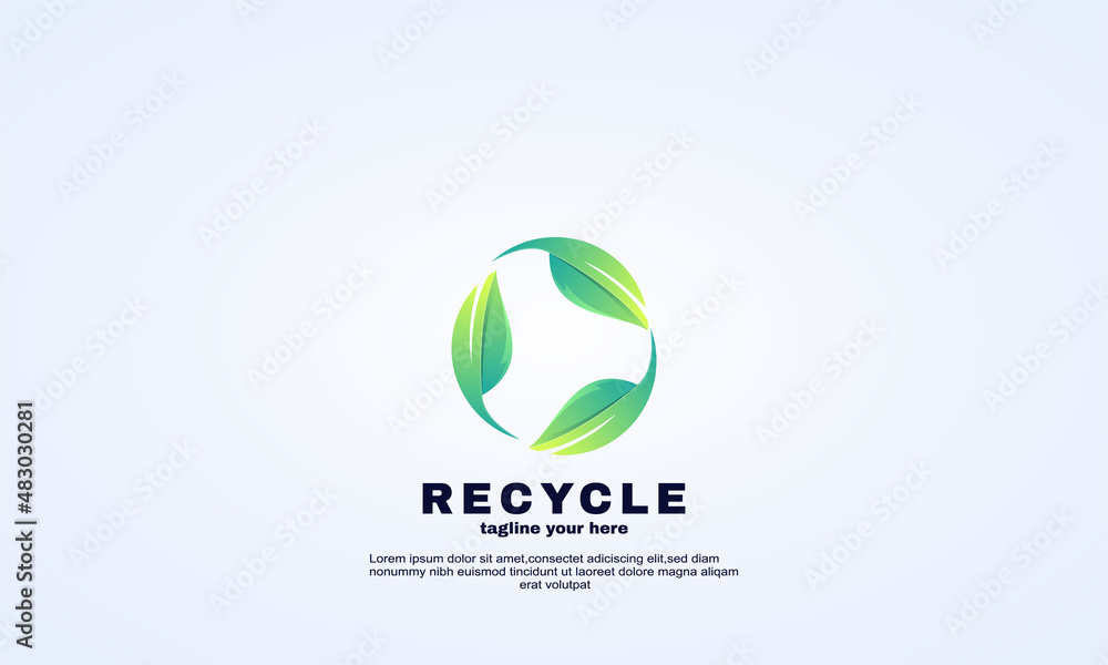 Fototapeta premium abstract leaf recycle logo design vector illustration gradient color