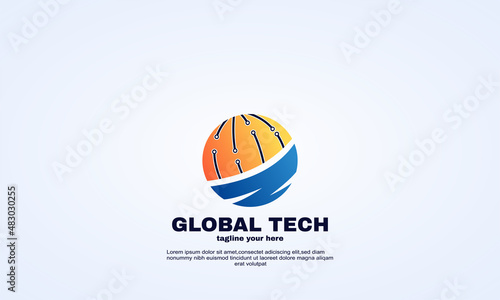 abstract creative global technology logo design illustration
