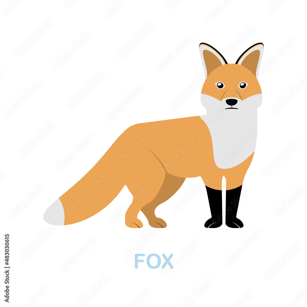 Obraz premium Fox flat icon. Colored element sign from wild animals collection. Flat Fox icon sign for web design, infographics and more.