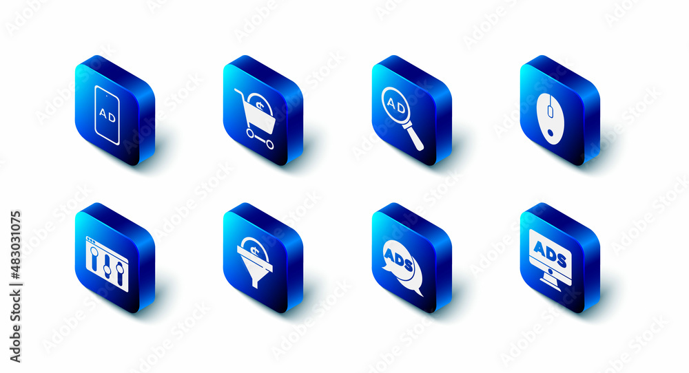 Set Shopping cart and dollar, Advertising, Computer mouse, Lead management, Browser setting and icon. Vector Set Shopping cart and dollar, Advertising, Computer mouse, Lead management, Browser setting and icon. Vector