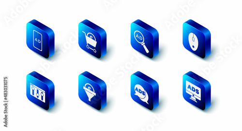 Set Shopping cart and dollar, Advertising, Computer mouse, Lead management, Browser setting and icon. Vector