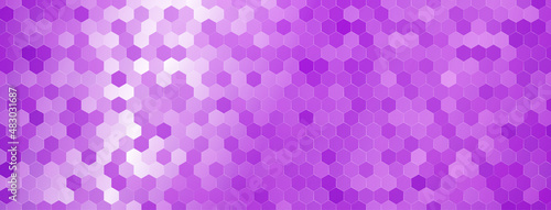 Abstract mosaic background of shiny hexagonal tiles in purple colors