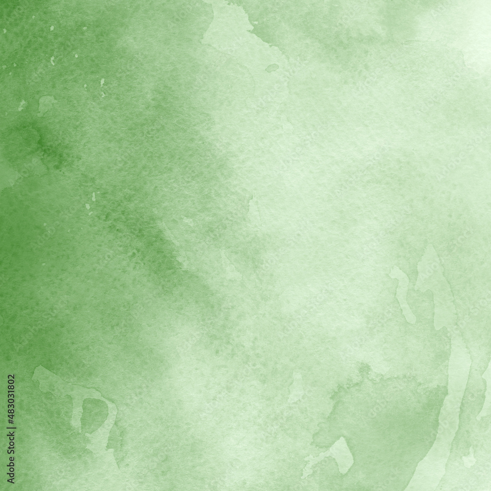 Modern simple creative light green watercolor painted paper textured effect background.