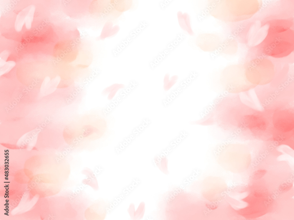 桜の花びらと水彩風のピンクグラーデション背景