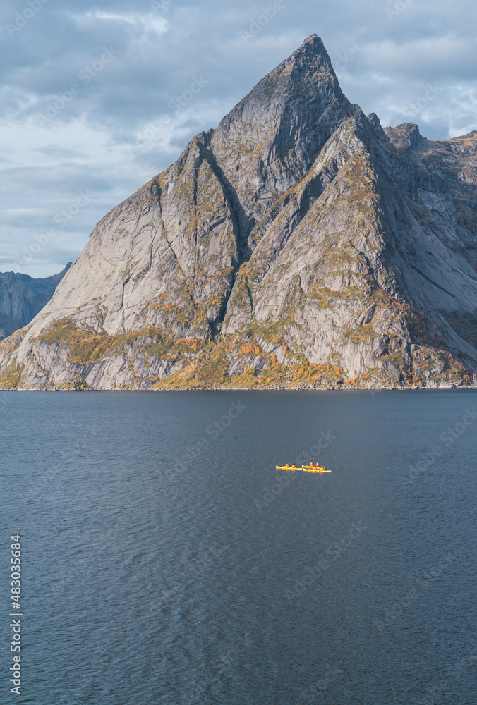 canoe hikers paddling in norway