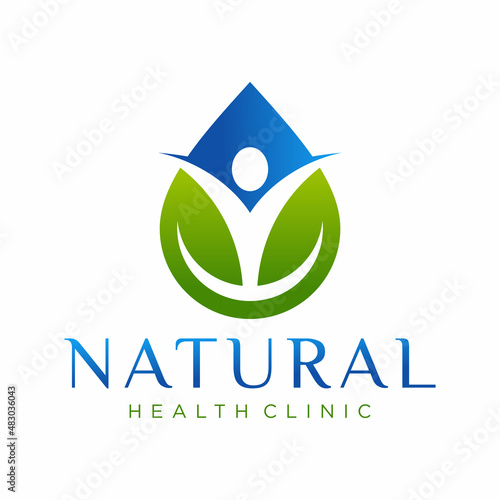 natural health clinic logo design vector template