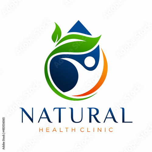 natural health clinic logo design vector template