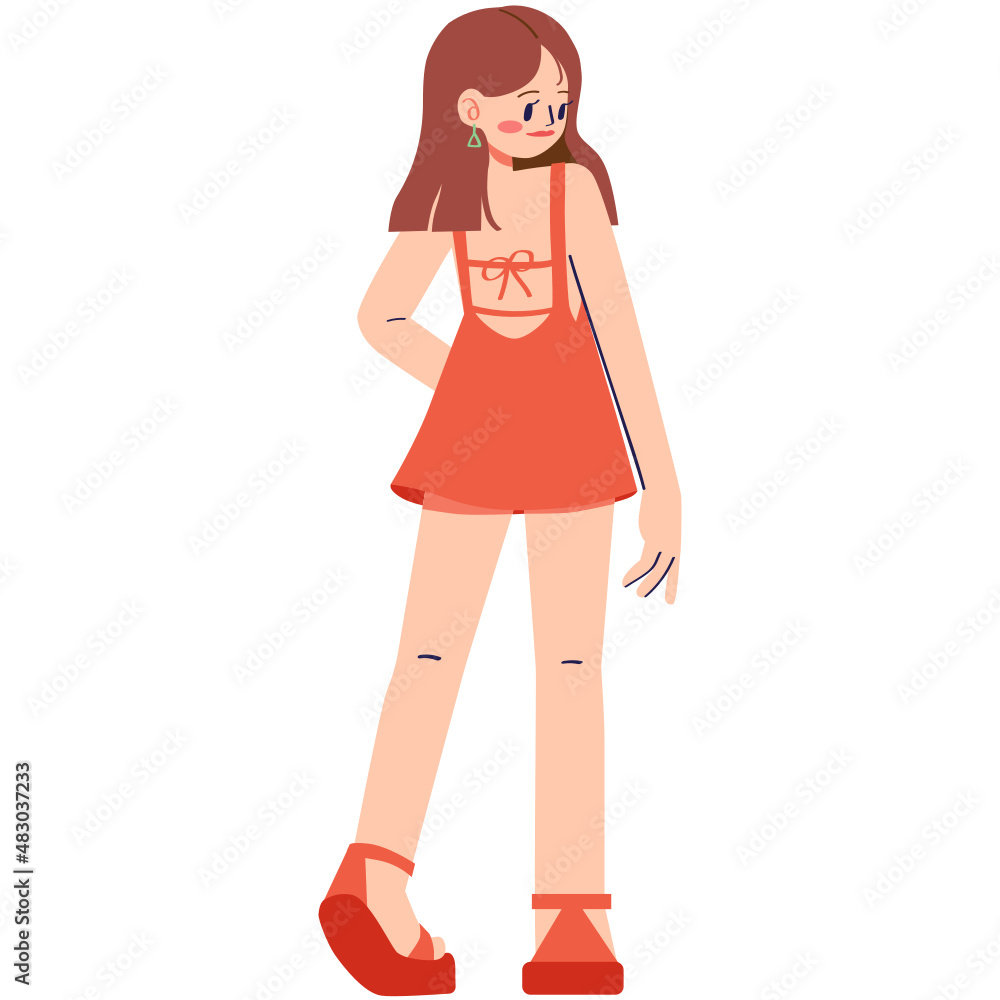Female with summer outfit vector illustration in flat color design Female with summer outfit vector illustration in flat color design