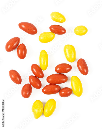 glazed peanuts isolated on white background