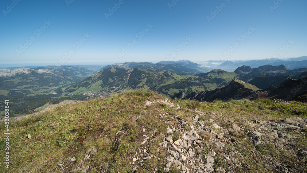 landscape in central switzerland, view from (Brienzer Rothorn 2,350m).