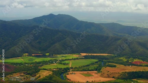 Beautiful Clouds Over Mountains And Hills At The Rural Town Of Atherton Tablelands In QLD Australia. Tilt-down photo