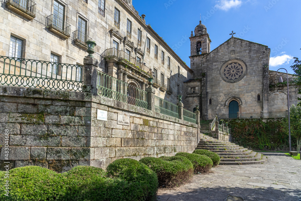 Herreria square and San Francisco convent in the old town of Pontevedra, Galicia, Spain.