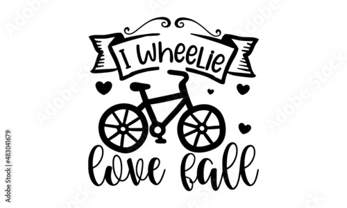 I wheelie love fall copy, Happy Halloween, hand lettering, Vector illustration of witch on white background,  Old badge, label, logo template