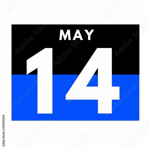 May 14 . Flat daily calendar icon .date ,day, month .calendar for the month of May
