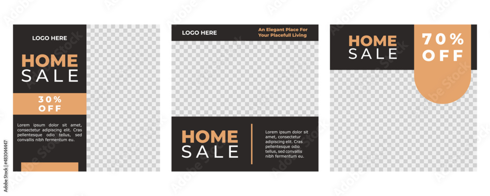 Set of Real Estate Social Media Post, home for sale Social Media Post, Flyer Home Poster Vector Template