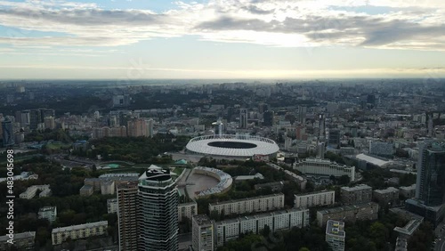 Aerial shot the city Kyiv. Stadium photo