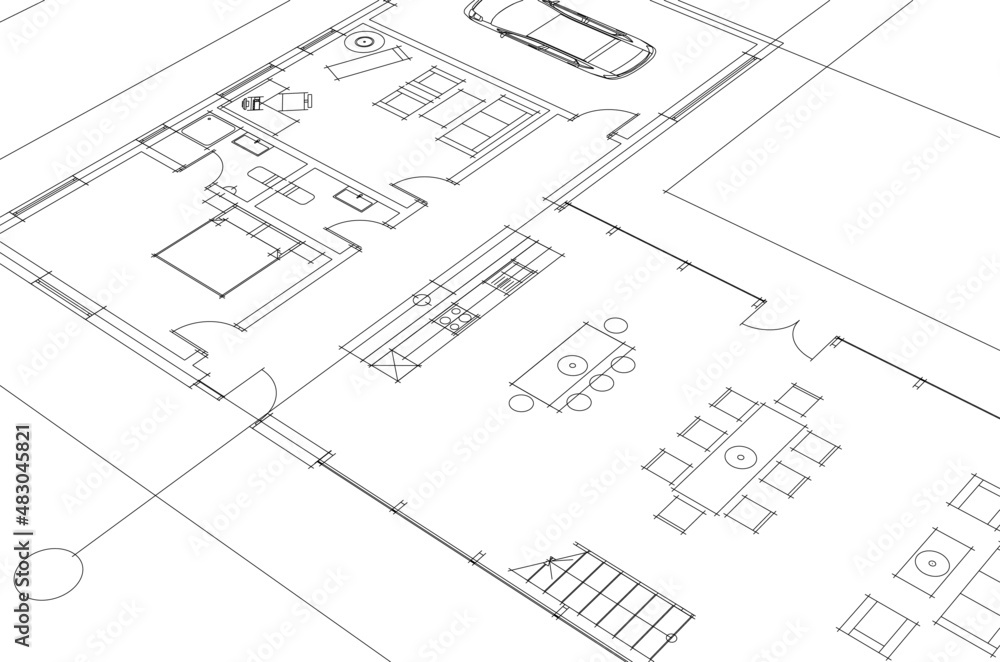 architectural plan of house - obrazy, fototapety, plakaty 