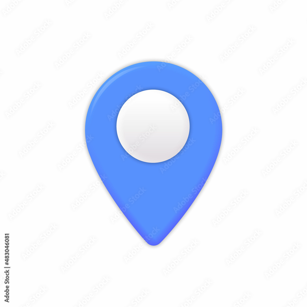 Blue Map location pointer 3d pin. Navigation icon for web, banner, logo or badge. Vector Illustration