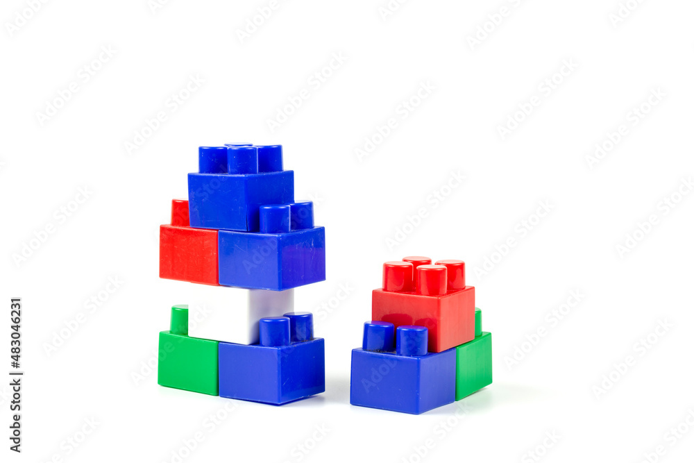 colorful toy building blocks isolated on white background colorful toy building blocks isolated on white background