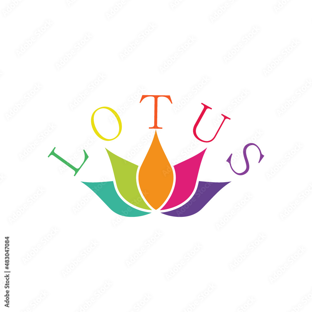 Lotus Yoga Logo Design Colorful icon isolated on white background