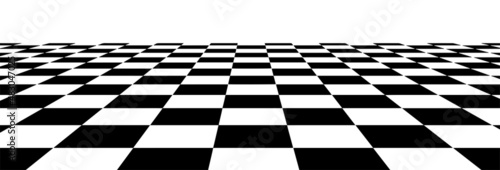 Floor in perspective with checkerboard texture. Empty chess board. Vector illustration.