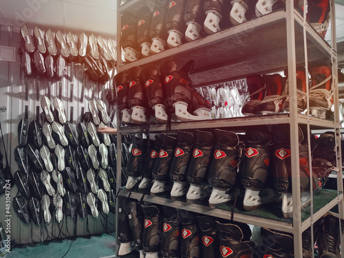 Photography rental of equipment for hockey, skates